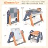 6-In-1 Folding Kids Art Easel with Reversible Building Block Tabletop